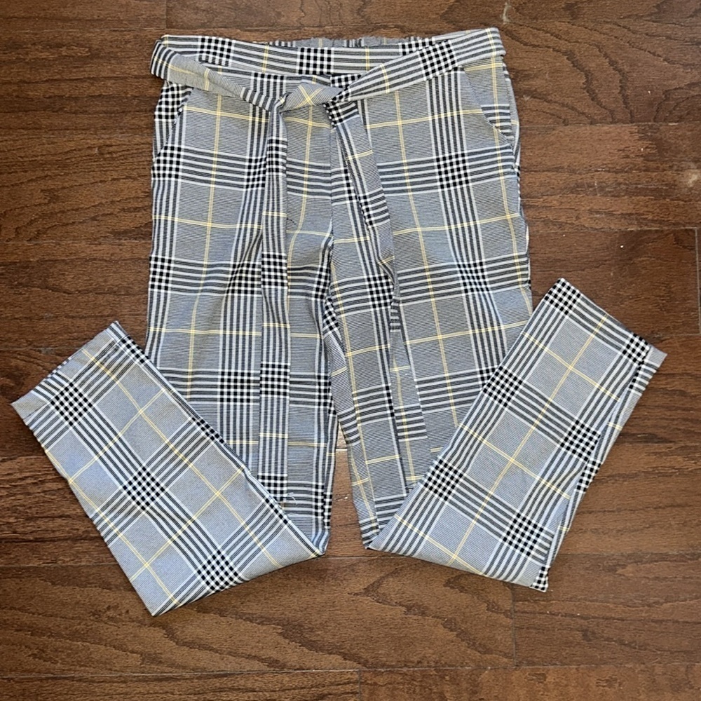 Mosaic & Co Plaid Trousers Pants W/ Belt